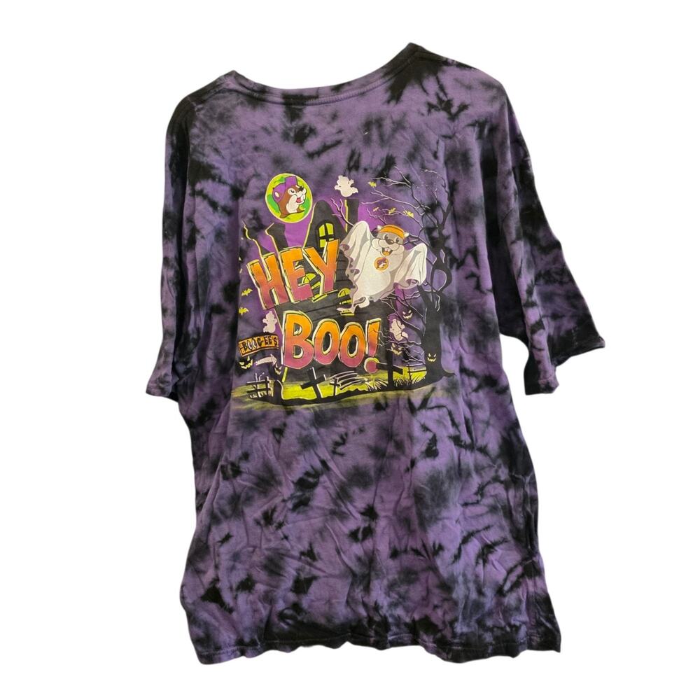 Buc-ee’s Hey Boo Halloween 2024 T Shirt 2XL Purple Tie Dye Glow In Dark Ghost